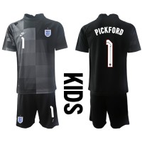 Anglicko Jordan Pickford #1 Brankarsky Domáci Detský futbalový dres MS 2022 Krátky Rukáv (+ trenírky)